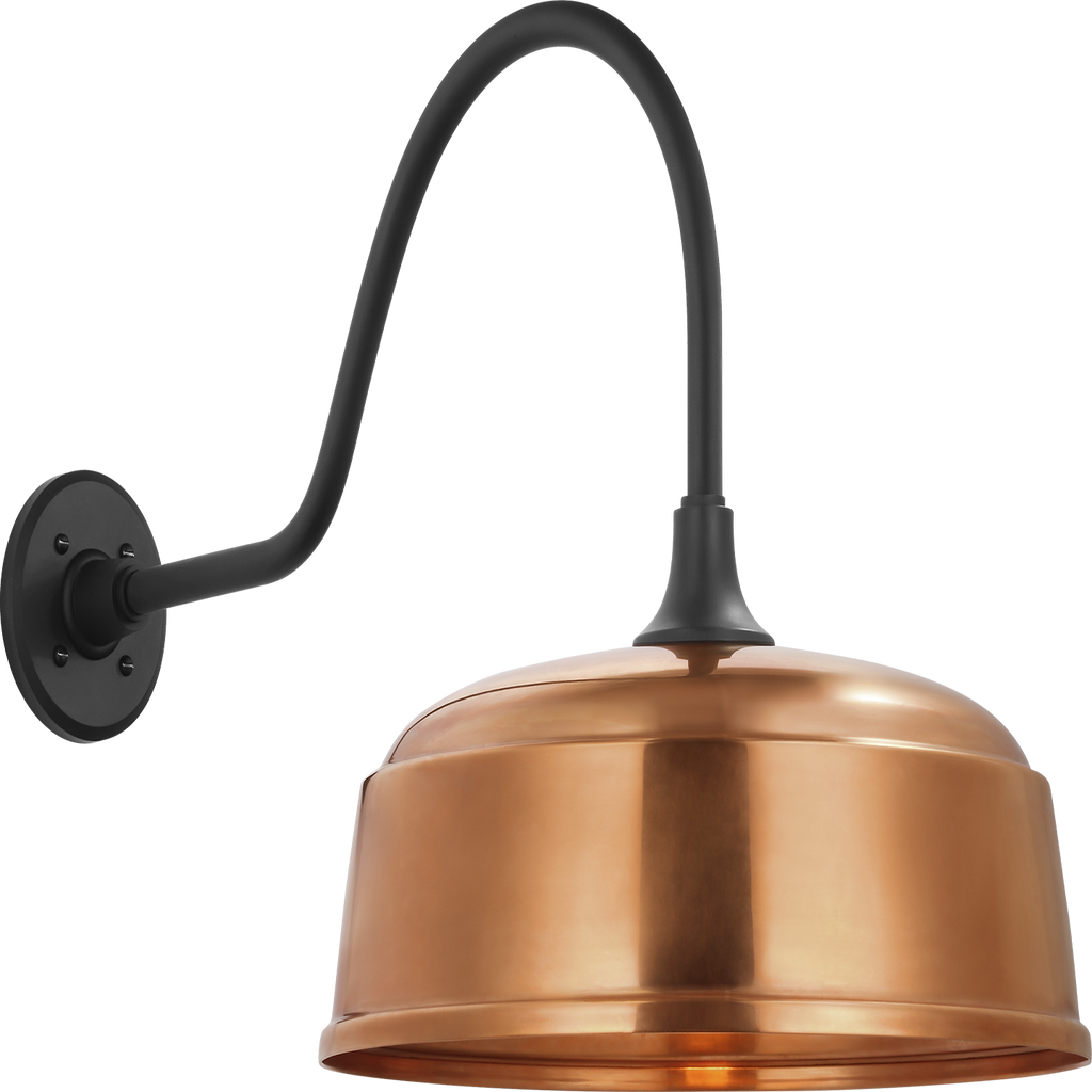 Academy 23" Flynn Barn Light | Matte Black | 16 | 16" Soft Copper Rockhouse Shade