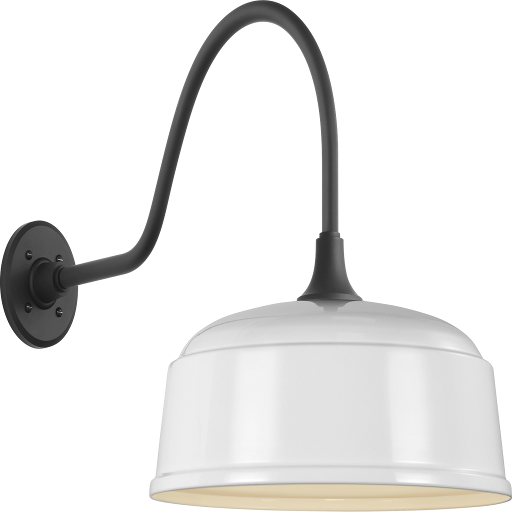 Academy 23" Flynn Barn Light | Matte Black | 16 | 16" White Rockhouse Shade