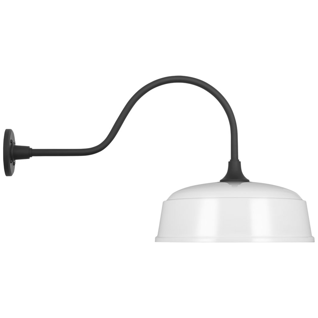 Academy 23" Flynn Barn Light | Matte Black | 16 | 16" White Rockhouse Shade