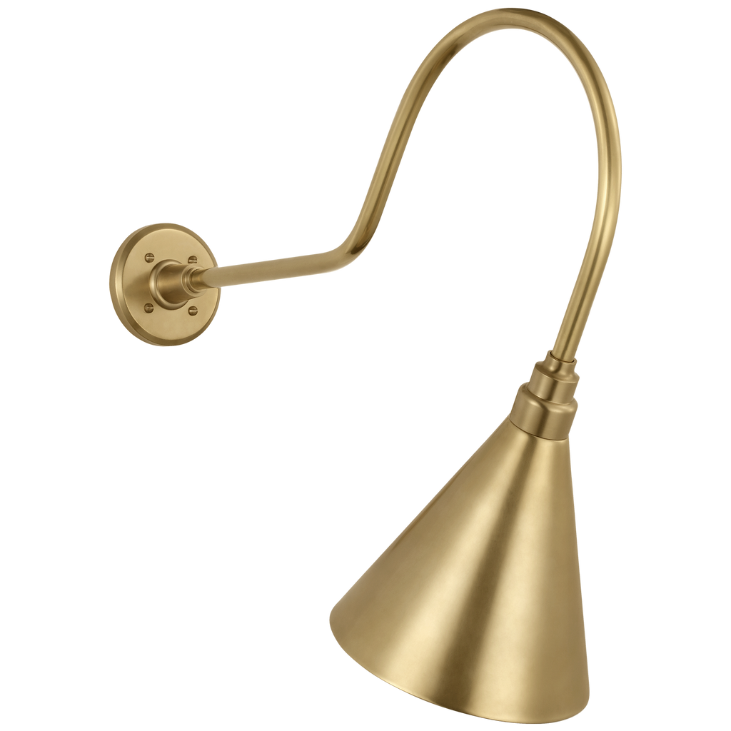 Academy 26" Angled Flynn Barn Light | Hand-Rubbed Antique Brass | 9 | 9" Hand-Rubbed Antique Brass Conical Savannah Shade