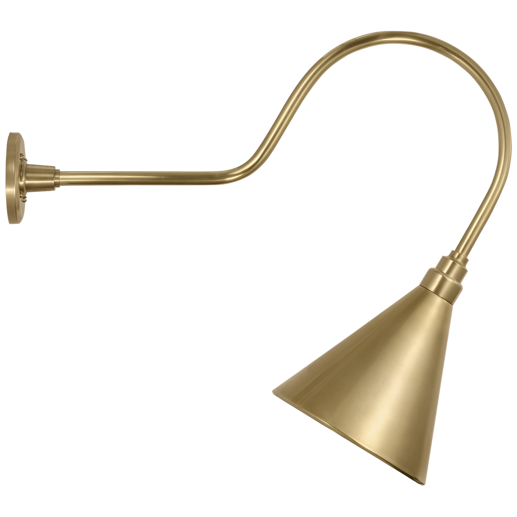 Academy 26" Angled Flynn Barn Light | Hand-Rubbed Antique Brass | 9 | 9" Hand-Rubbed Antique Brass Conical Savannah Shade