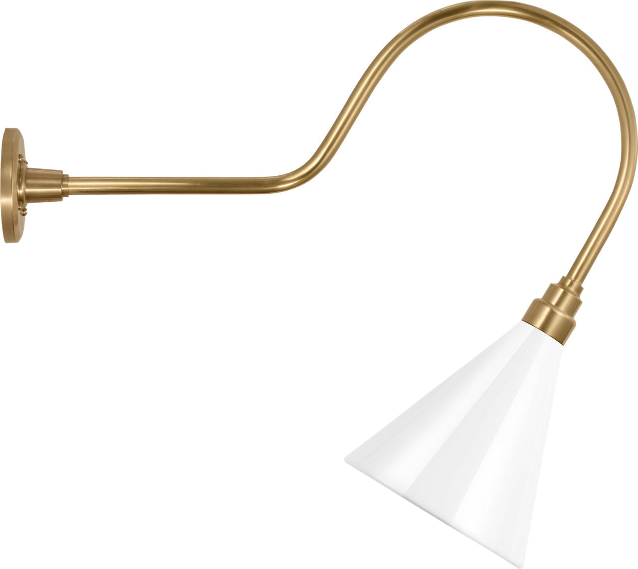 Academy 26" Angled Flynn Barn Light | Hand-Rubbed Antique Brass | 9 | 9" White Conical Savannah Shade