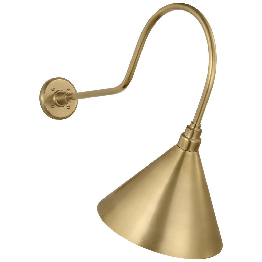 Academy 26" Angled Flynn Barn Light | Hand-Rubbed Antique Brass | 12.5 | 12.5" Hand-Rubbed Antique Brass Conical Savannah Shade