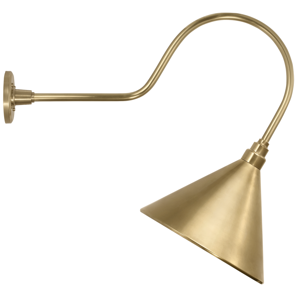 Academy 26" Angled Flynn Barn Light | Hand-Rubbed Antique Brass | 12.5 | 12.5" Hand-Rubbed Antique Brass Conical Savannah Shade