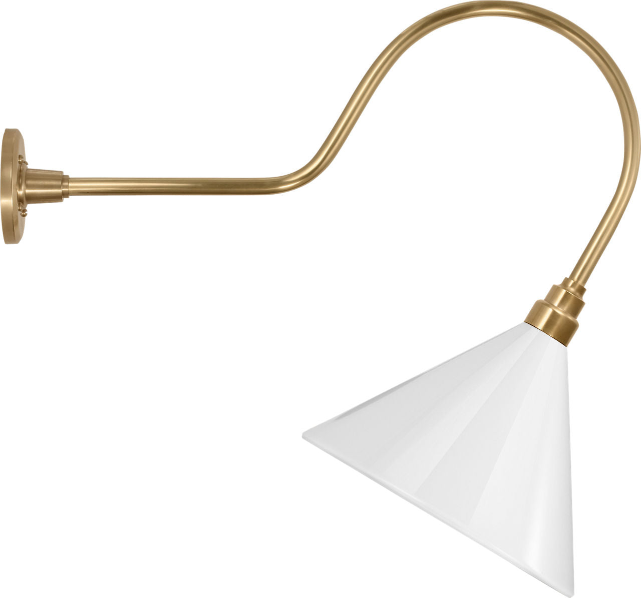 Academy 26" Angled Flynn Barn Light | Hand-Rubbed Antique Brass | 12.5 | 12.5" White Conical Savannah Shade
