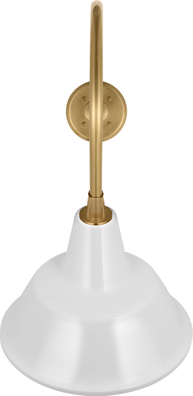 Academy 26" Angled Flynn Barn Light | Hand-Rubbed Antique Brass | 12.5 | 12.5" White Bowers Shade