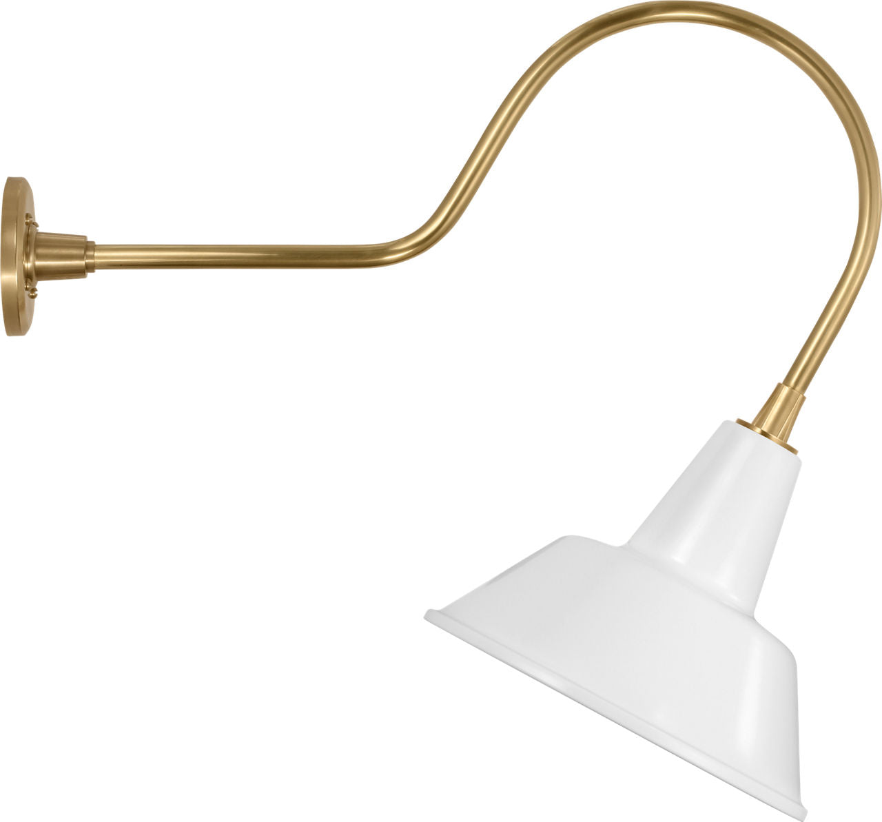 Academy 26" Angled Flynn Barn Light | Hand-Rubbed Antique Brass | 12.5 | 12.5" White Bowers Shade