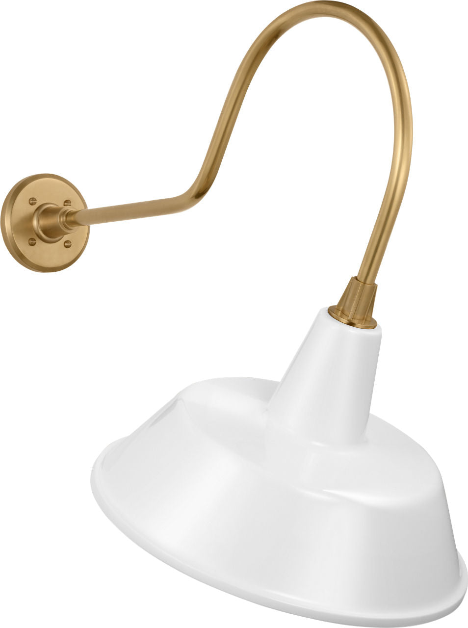 Academy 26" Angled Flynn Barn Light | Hand-Rubbed Antique Brass | 16 | 16" White Bowers Shade