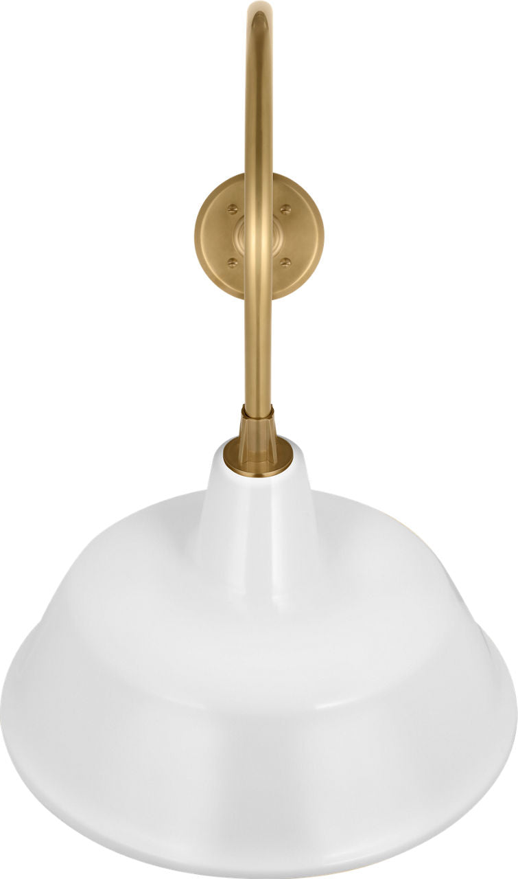 Academy 26" Angled Flynn Barn Light | Hand-Rubbed Antique Brass | 16 | 16" White Bowers Shade