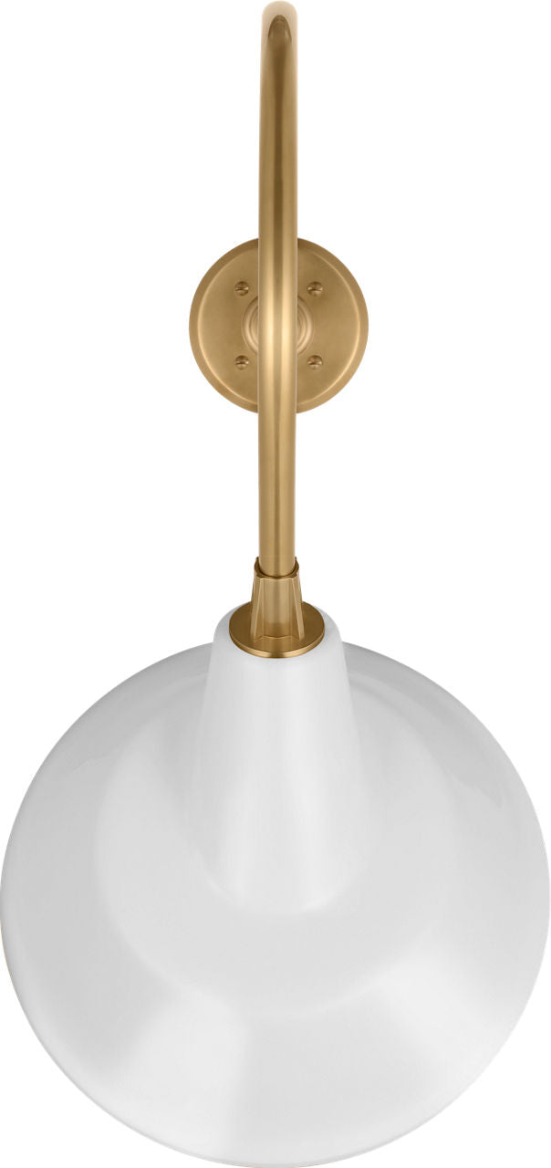 Academy 26" Angled Flynn Barn Light | Hand-Rubbed Antique Brass | 12.5 | 12.5" White Tilted Bowers Shade