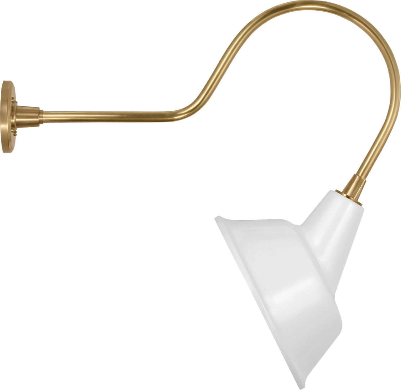 Academy 26" Angled Flynn Barn Light | Hand-Rubbed Antique Brass | 12.5 | 12.5" White Tilted Bowers Shade