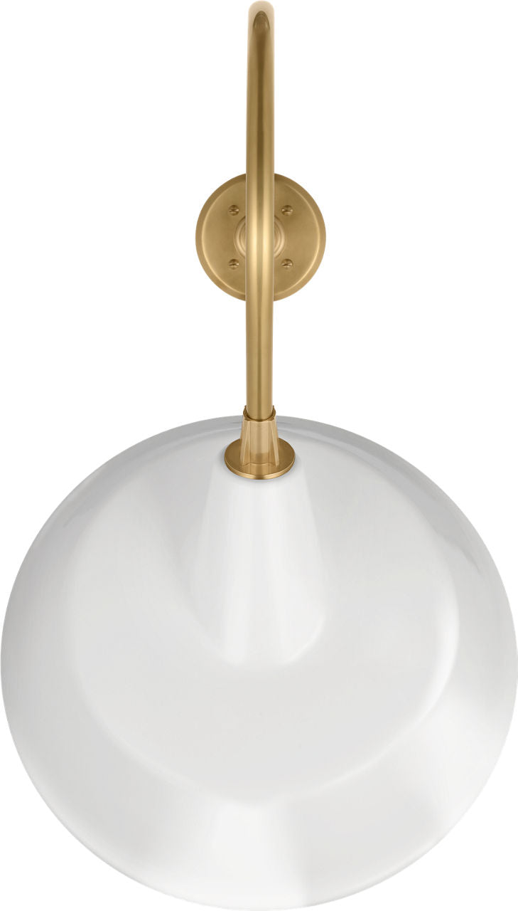Academy 26" Angled Flynn Barn Light | Hand-Rubbed Antique Brass | 16 | 16" White Tilted Bowers Shade