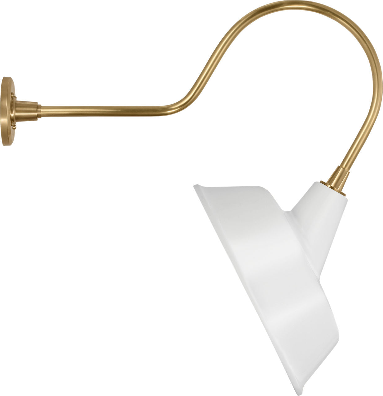 Academy 26" Angled Flynn Barn Light | Hand-Rubbed Antique Brass | 16 | 16" White Tilted Bowers Shade