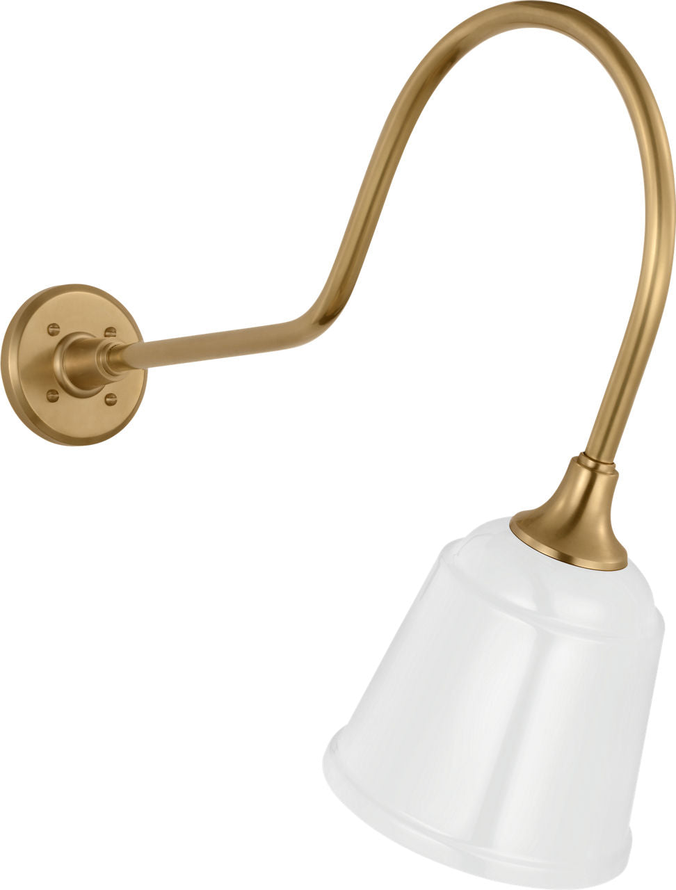 Academy 26" Angled Flynn Barn Light | Hand-Rubbed Antique Brass | 8 | 8" White Rockhouse Shade