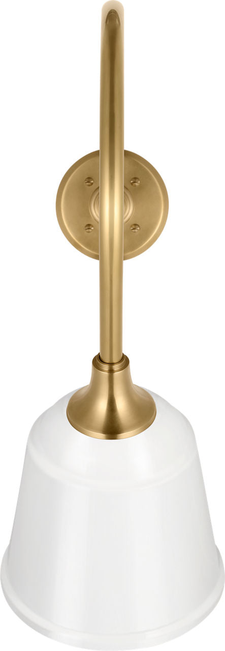 Academy 26" Angled Flynn Barn Light | Hand-Rubbed Antique Brass | 8 | 8" White Rockhouse Shade