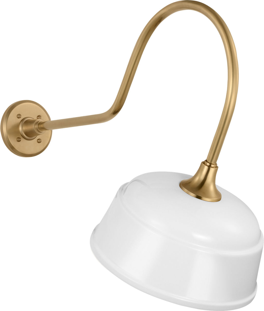 Academy 26" Angled Flynn Barn Light | Hand-Rubbed Antique Brass | 12.5 | 12.5" White Rockhouse Shade