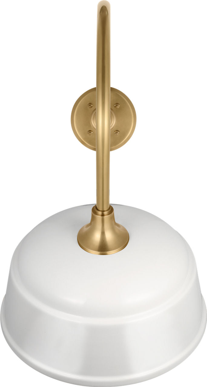 Academy 26" Angled Flynn Barn Light | Hand-Rubbed Antique Brass | 12.5 | 12.5" White Rockhouse Shade