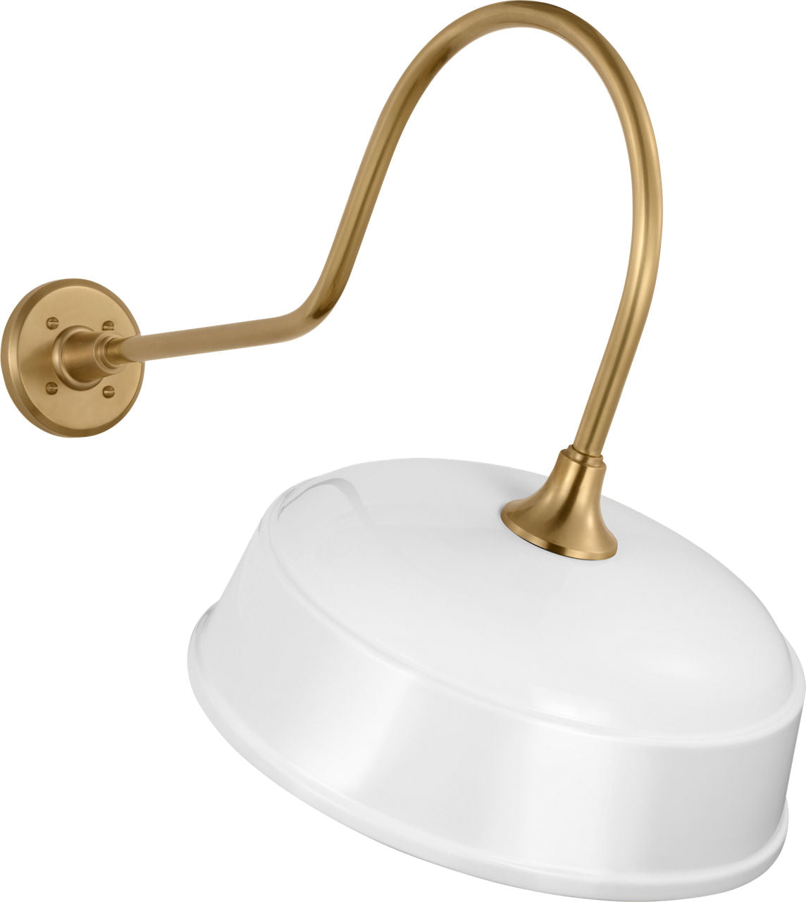Academy 26" Angled Flynn Barn Light | Hand-Rubbed Antique Brass | 16 | 16" White Rockhouse Shade