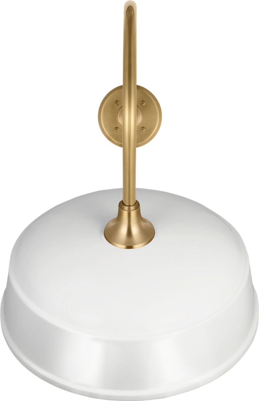 Academy 26" Angled Flynn Barn Light | Hand-Rubbed Antique Brass | 16 | 16" White Rockhouse Shade