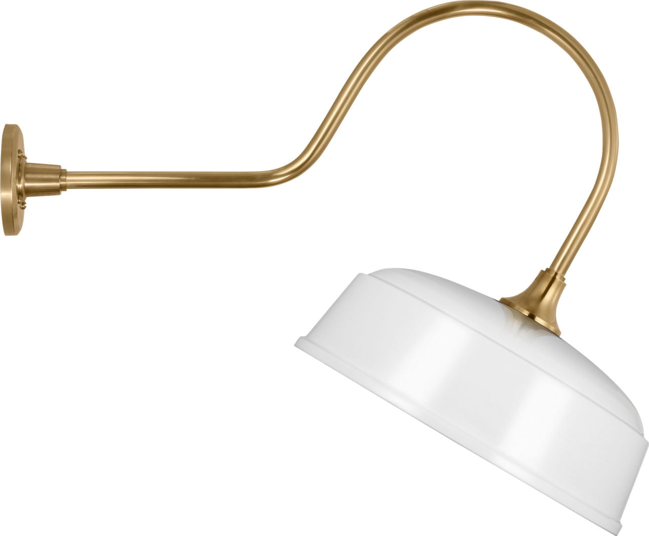 Academy 26" Angled Flynn Barn Light | Hand-Rubbed Antique Brass | 16 | 16" White Rockhouse Shade