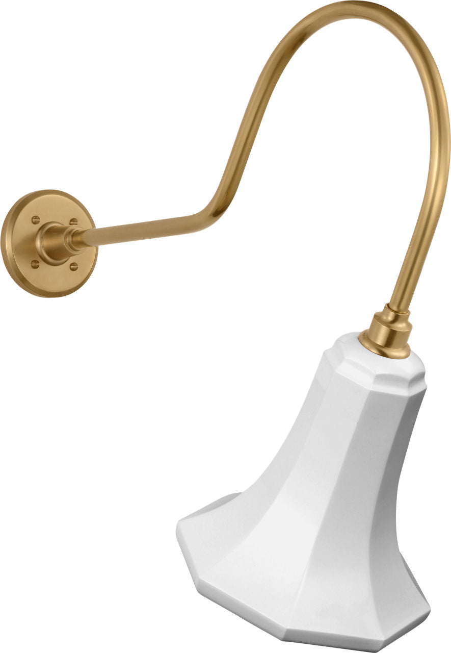 Academy 26" Angled Flynn Barn Light | Hand-Rubbed Antique Brass | 9.25 | 9.25" White Savannah Shade