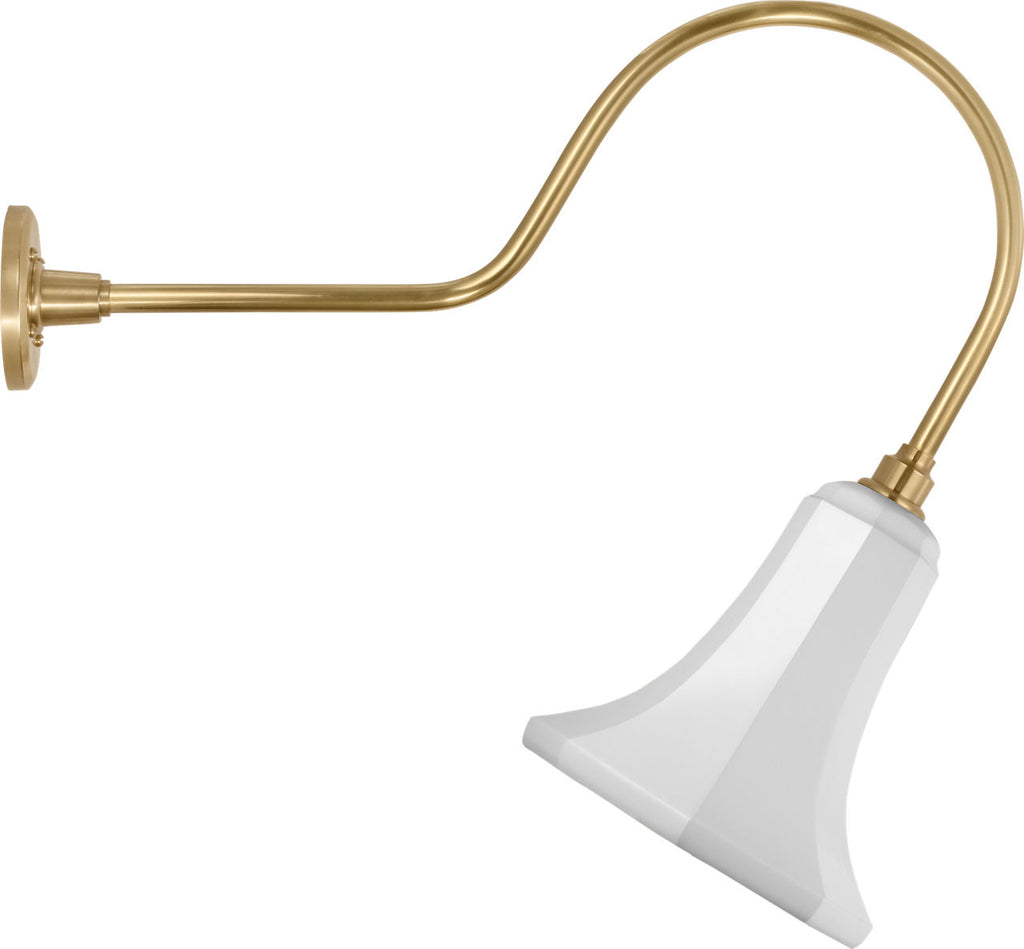 Academy 26" Angled Flynn Barn Light | Hand-Rubbed Antique Brass | 9.25 | 9.25" White Savannah Shade
