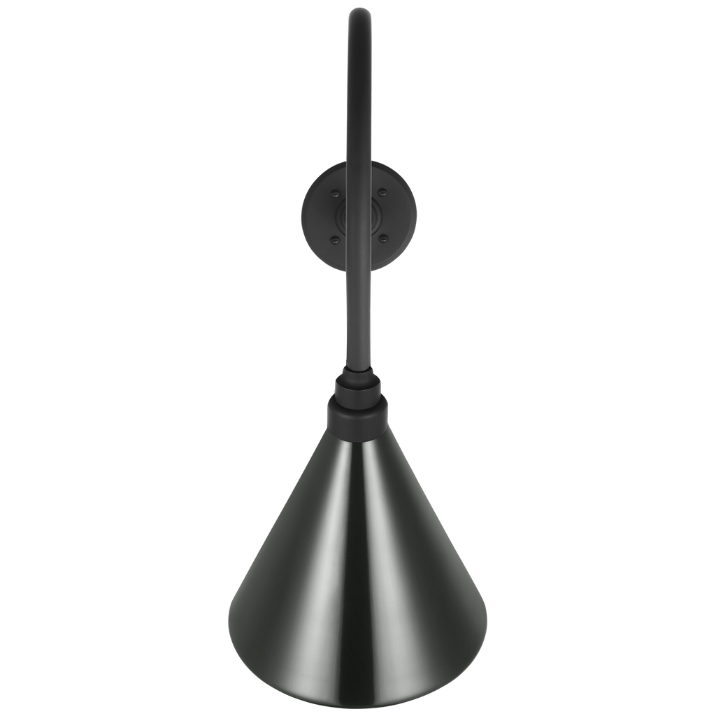 Academy 26" Angled Flynn Barn Light | Matte Black | 9 | 9" Green Conical Savannah Shade
