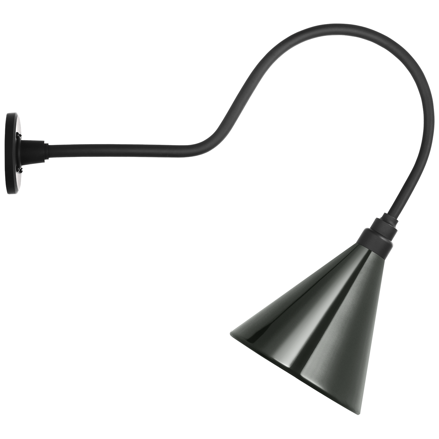 Academy 26" Angled Flynn Barn Light | Matte Black | 9 | 9" Green Conical Savannah Shade