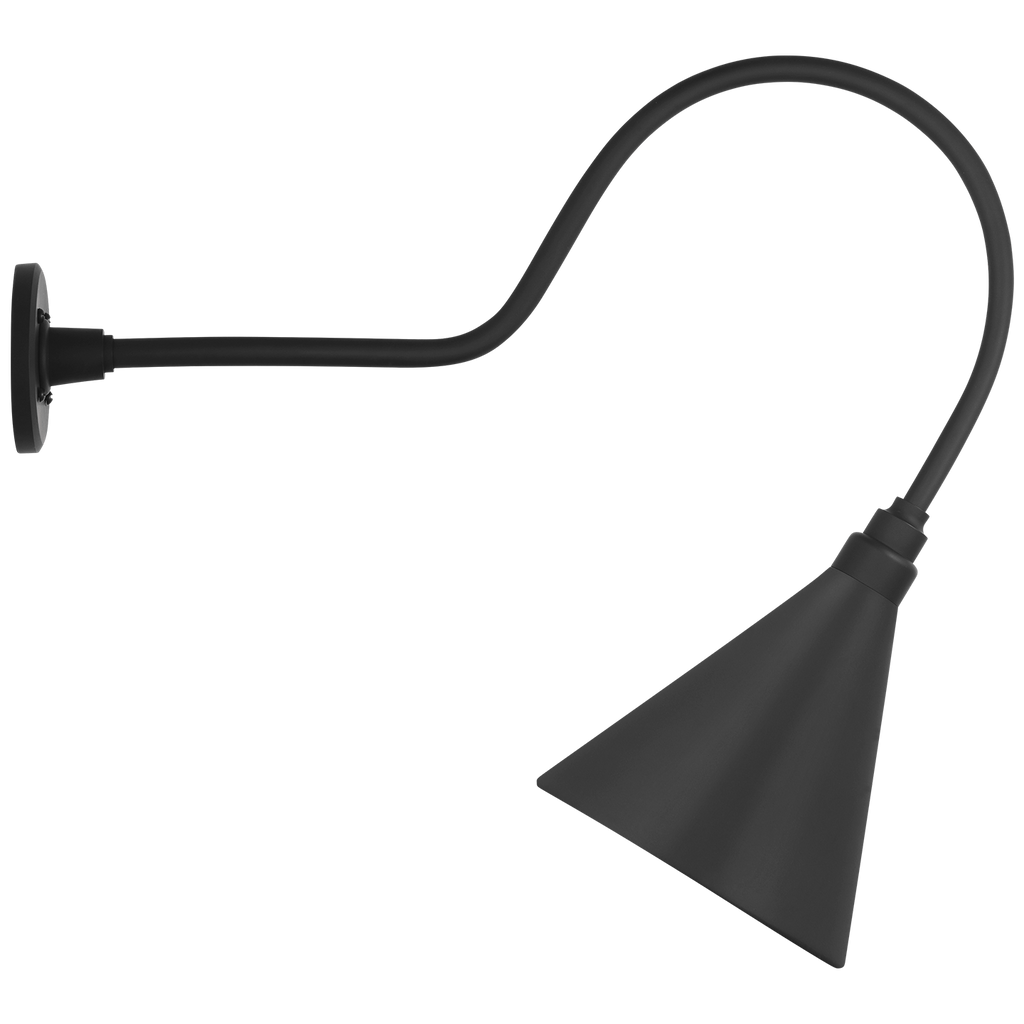 Academy 26" Angled Flynn Barn Light | Matte Black | 9 | 9" Matte Black Conical Savannah Shade
