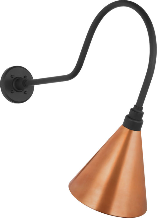 Academy 26" Angled Flynn Barn Light | Matte Black | 9 | 9" Soft Copper Conical Savannah Shade