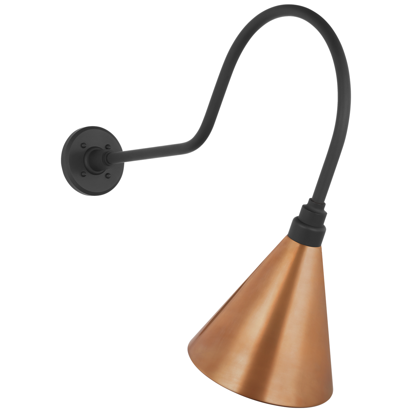 Academy 26" Angled Flynn Barn Light | Matte Black | 9 | 9" Soft Copper Conical Savannah Shade