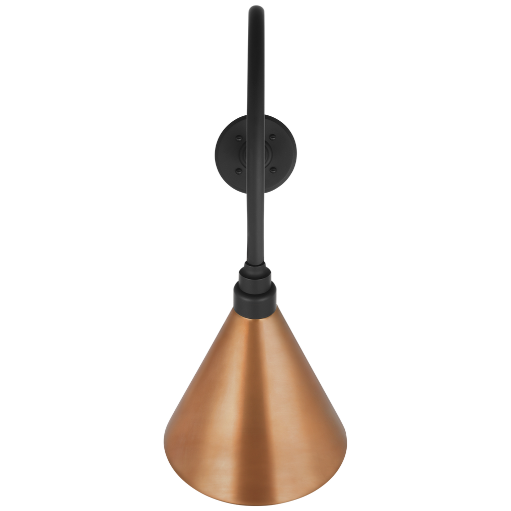 Academy 26" Angled Flynn Barn Light | Matte Black | 9 | 9" Soft Copper Conical Savannah Shade