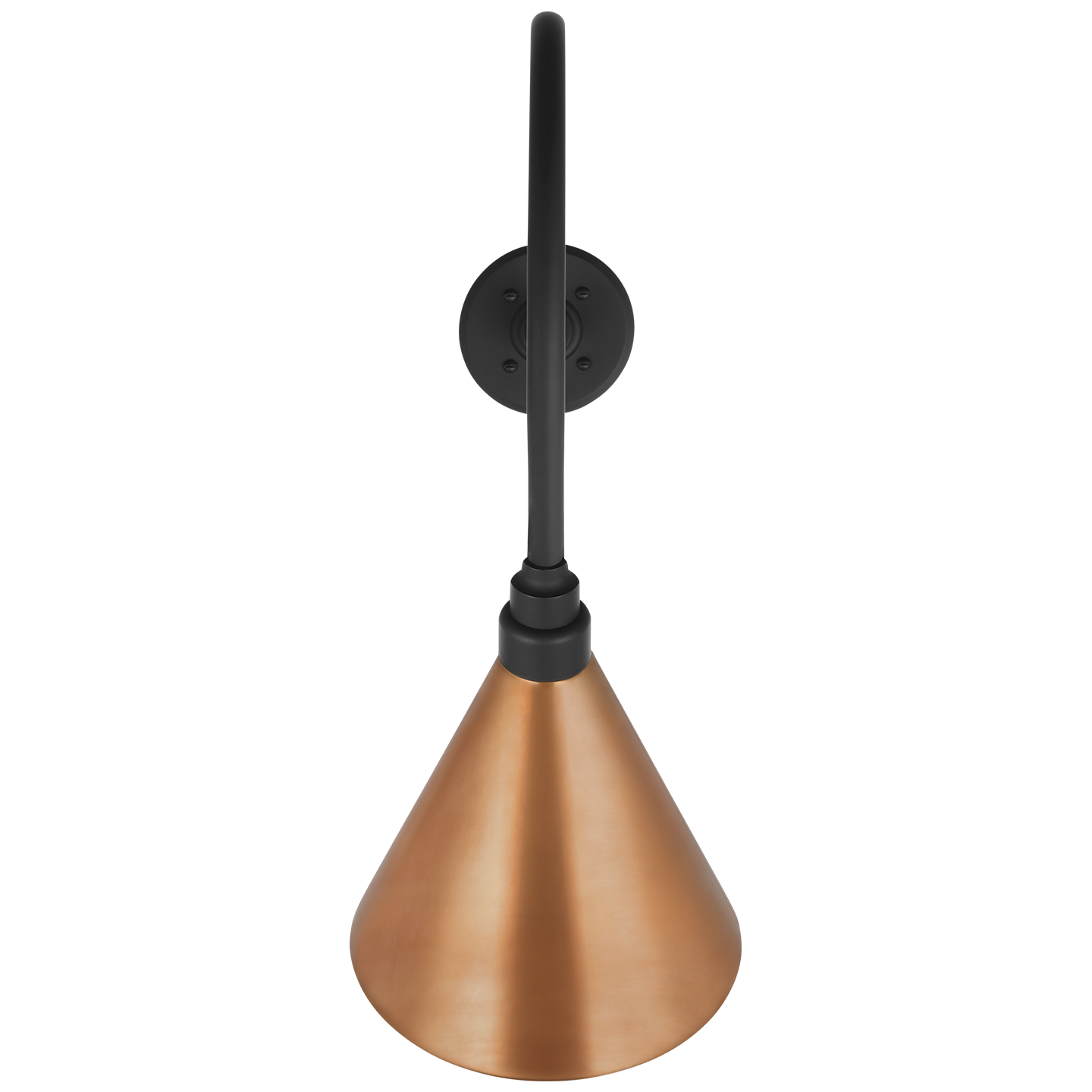 Academy 26" Angled Flynn Barn Light | Matte Black | 9 | 9" Soft Copper Conical Savannah Shade