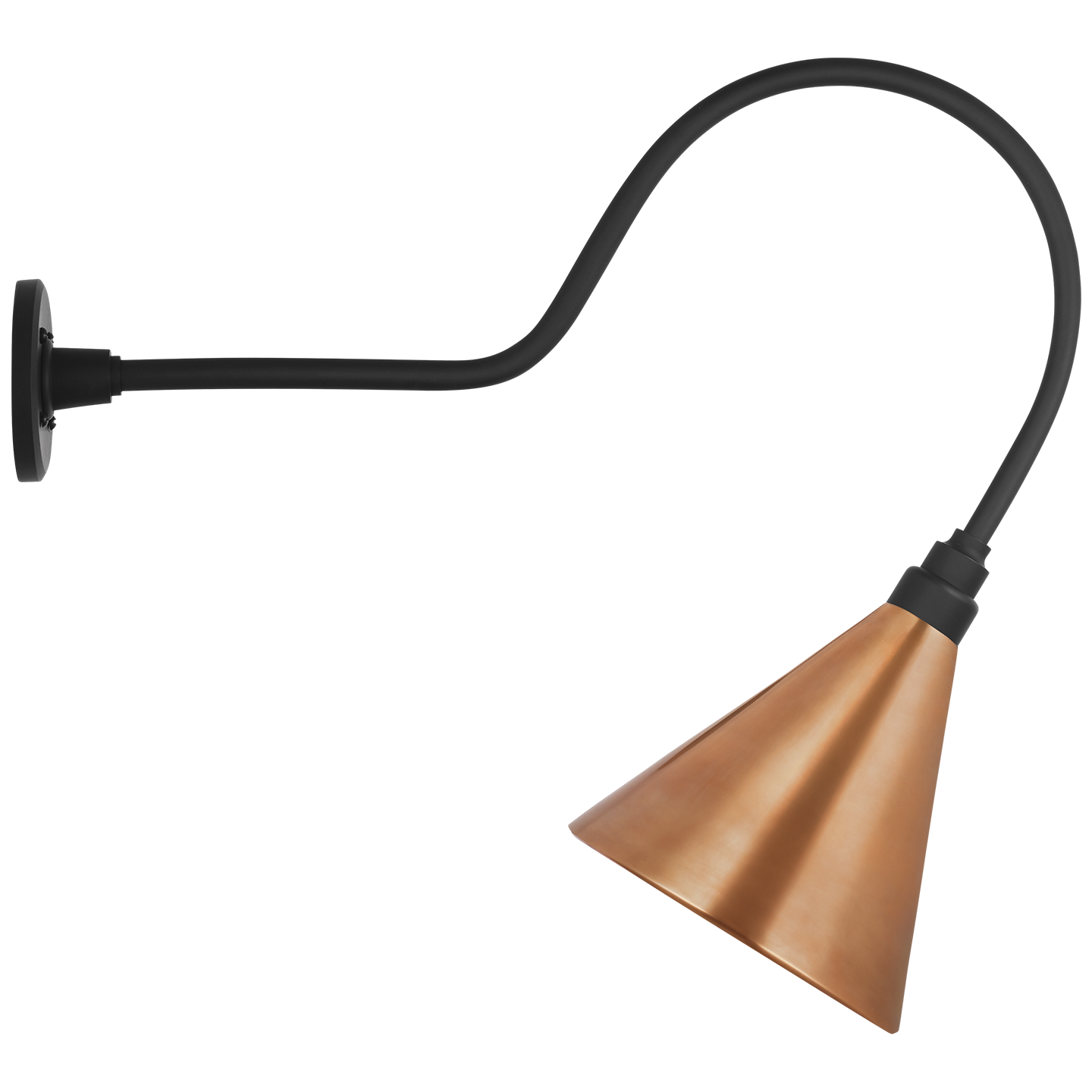 Academy 26" Angled Flynn Barn Light | Matte Black | 9 | 9" Soft Copper Conical Savannah Shade