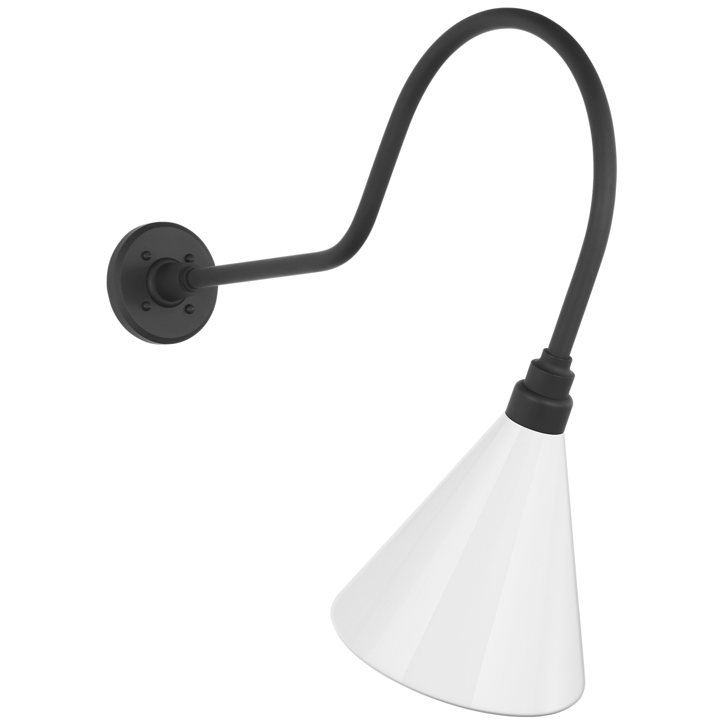 Academy 26" Angled Flynn Barn Light | Matte Black | 9 | 9" White Conical Savannah Shade