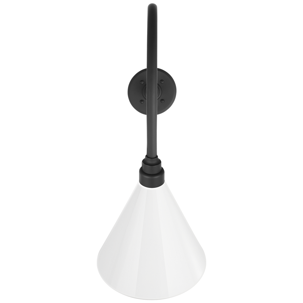 Academy 26" Angled Flynn Barn Light | Matte Black | 9 | 9" White Conical Savannah Shade