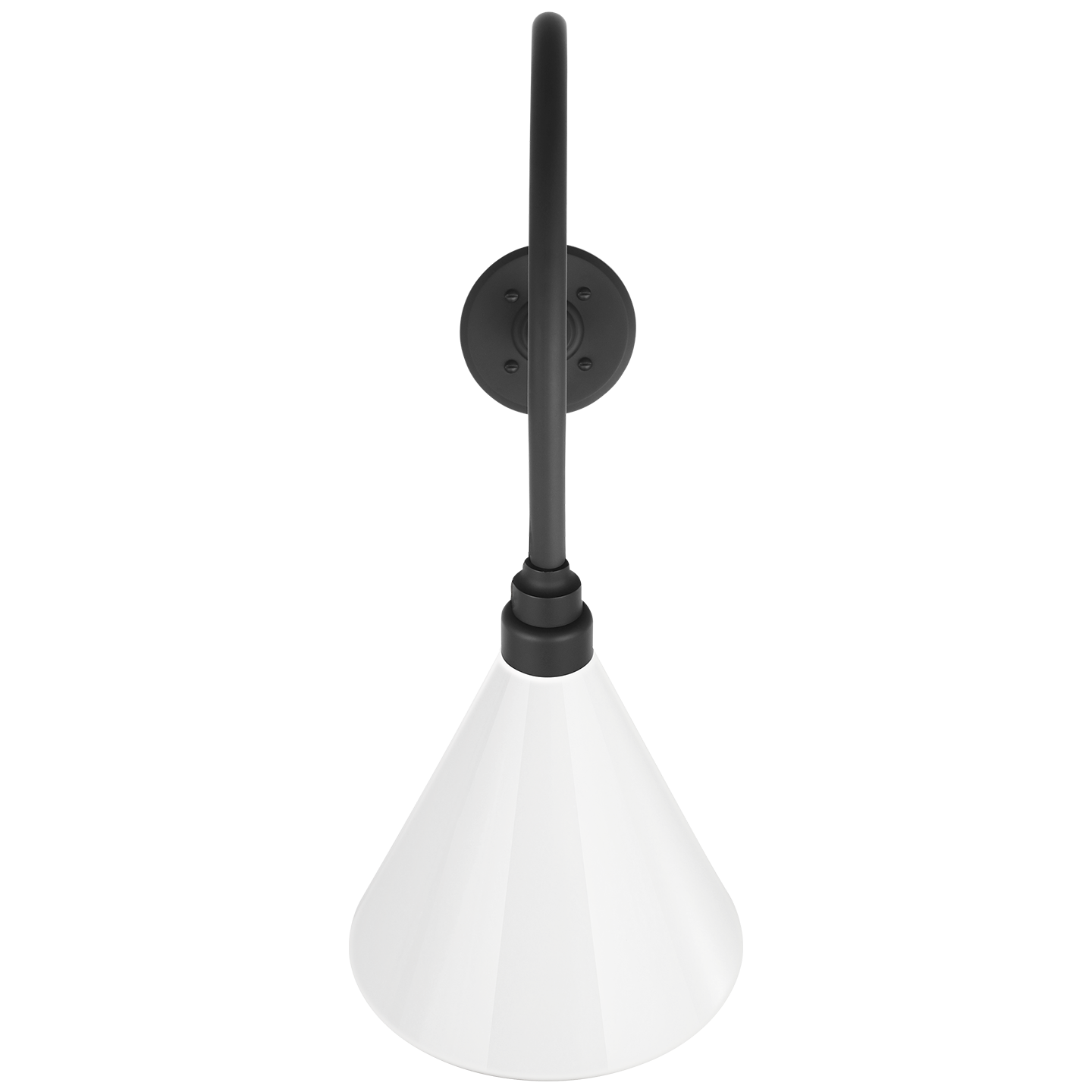 Academy 26" Angled Flynn Barn Light | Matte Black | 9 | 9" White Conical Savannah Shade
