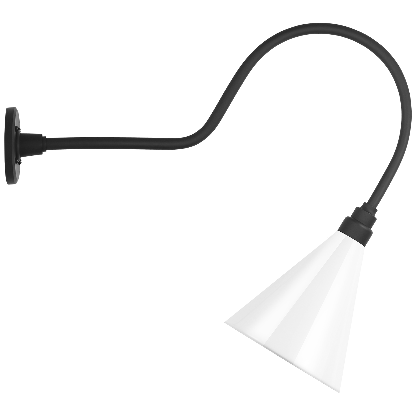 Academy 26" Angled Flynn Barn Light | Matte Black | 9 | 9" White Conical Savannah Shade