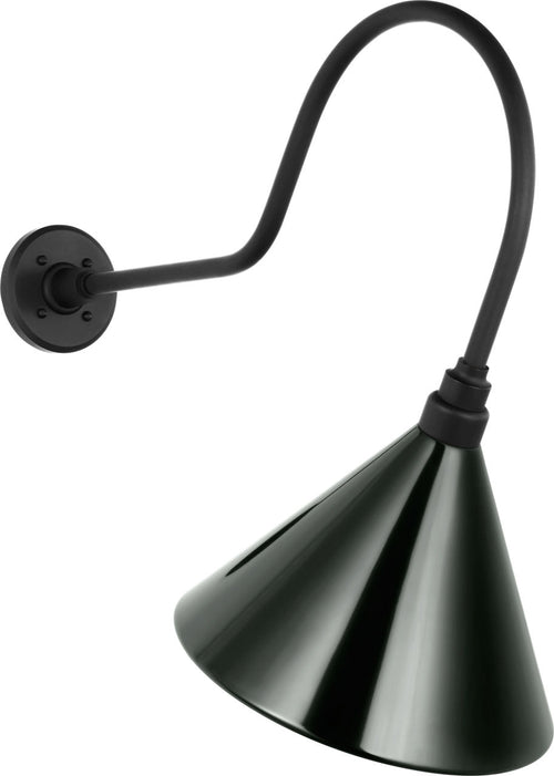 Academy 26" Angled Flynn Barn Light | Matte Black | 12.5 | 12.5" Green Conical Savannah Shade