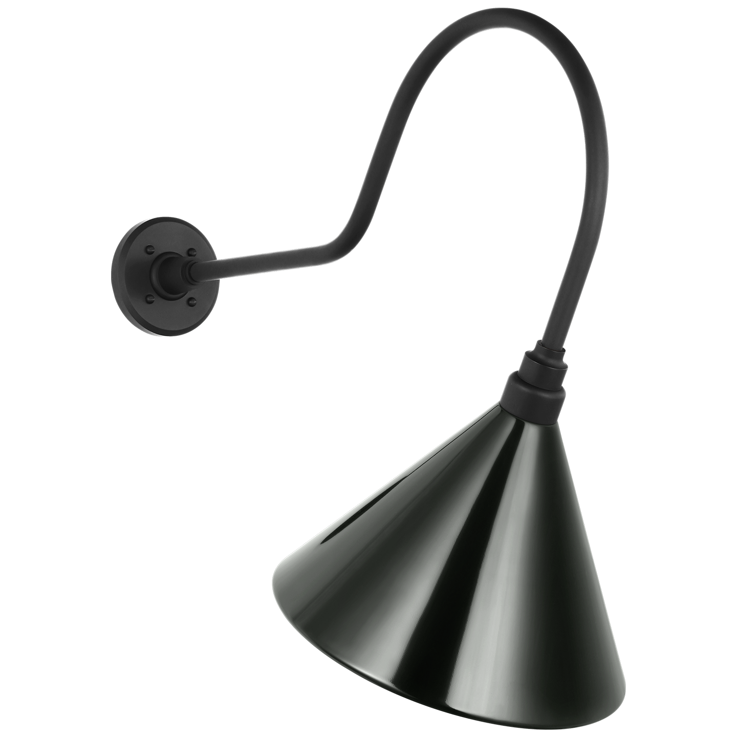 Academy 26" Angled Flynn Barn Light | Matte Black | 12.5 | 12.5" Green Conical Savannah Shade