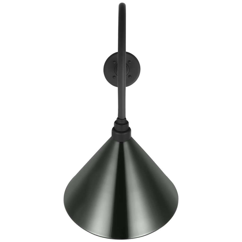 Academy 26" Angled Flynn Barn Light | Matte Black | 12.5 | 12.5" Green Conical Savannah Shade