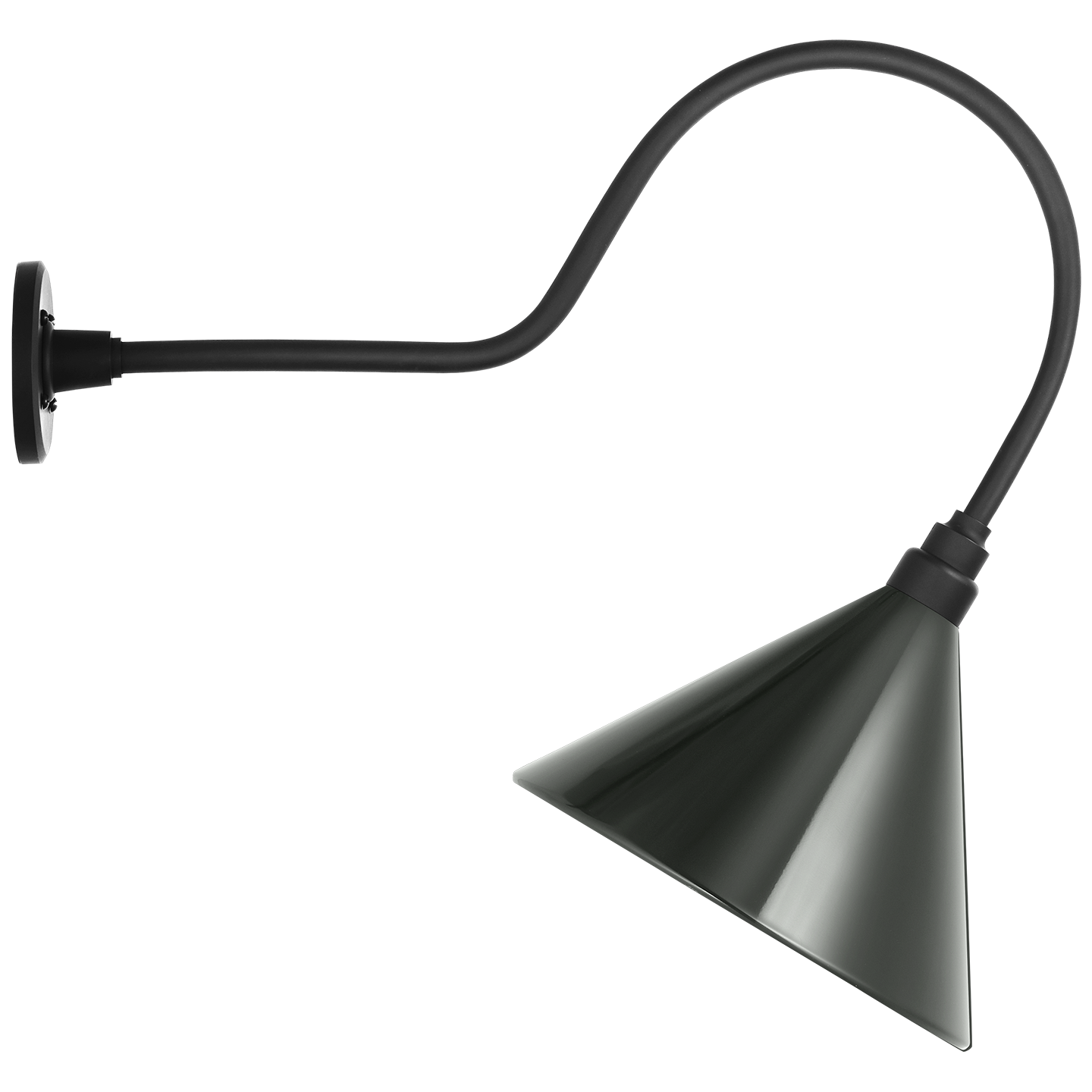Academy 26" Angled Flynn Barn Light | Matte Black | 12.5 | 12.5" Green Conical Savannah Shade