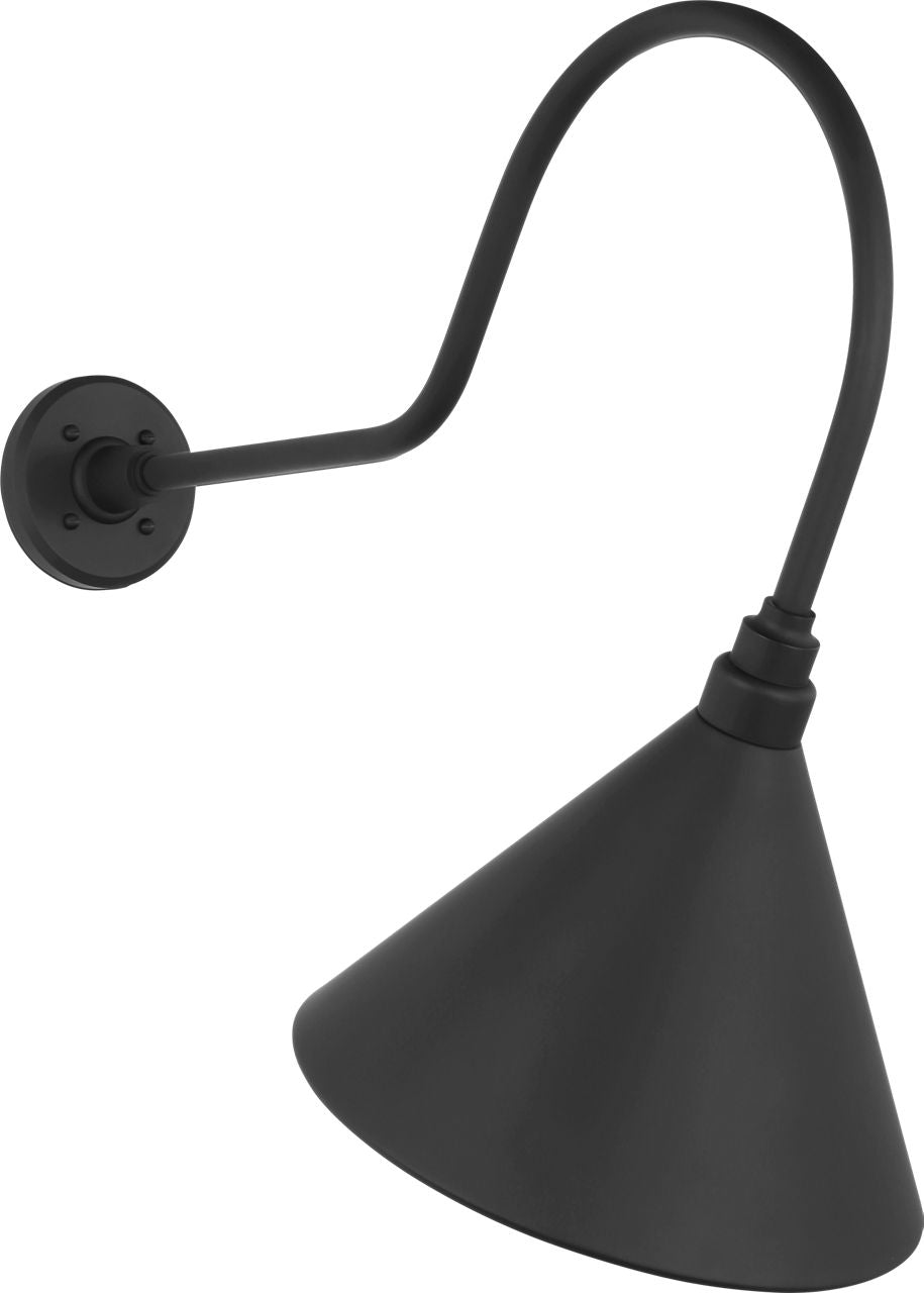 Academy 26" Angled Flynn Barn Light | Matte Black | 12.5 | 12.5" Matte Black Conical Savannah Shade