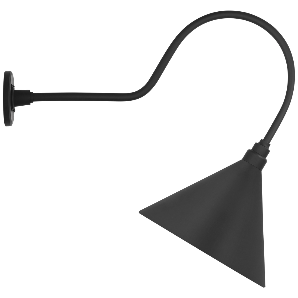 Academy 26" Angled Flynn Barn Light | Matte Black | 12.5 | 12.5" Matte Black Conical Savannah Shade