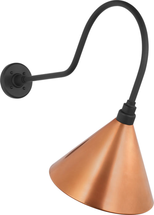 Academy 26" Angled Flynn Barn Light | Matte Black | 12.5 | 12.5" Soft Copper Conical Savannah Shade