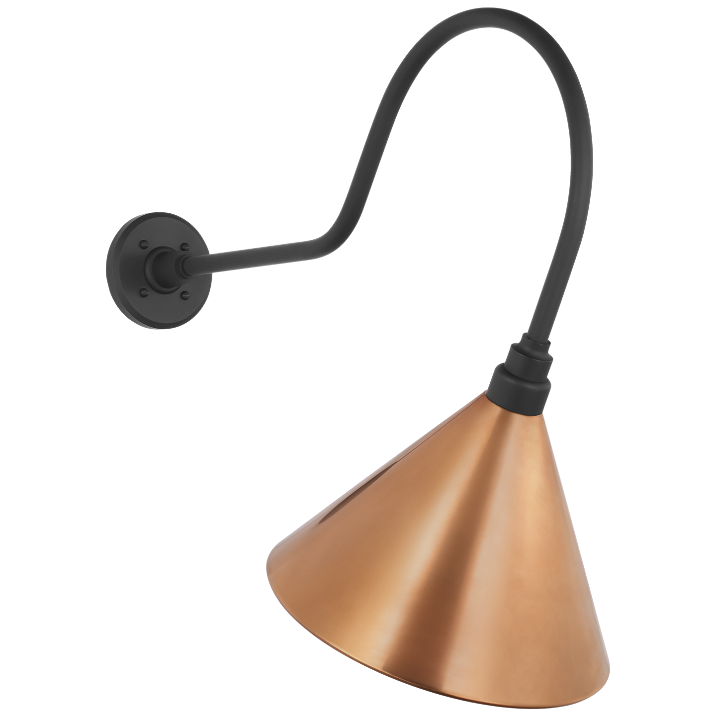 Academy 26" Angled Flynn Barn Light | Matte Black | 12.5 | 12.5" Soft Copper Conical Savannah Shade