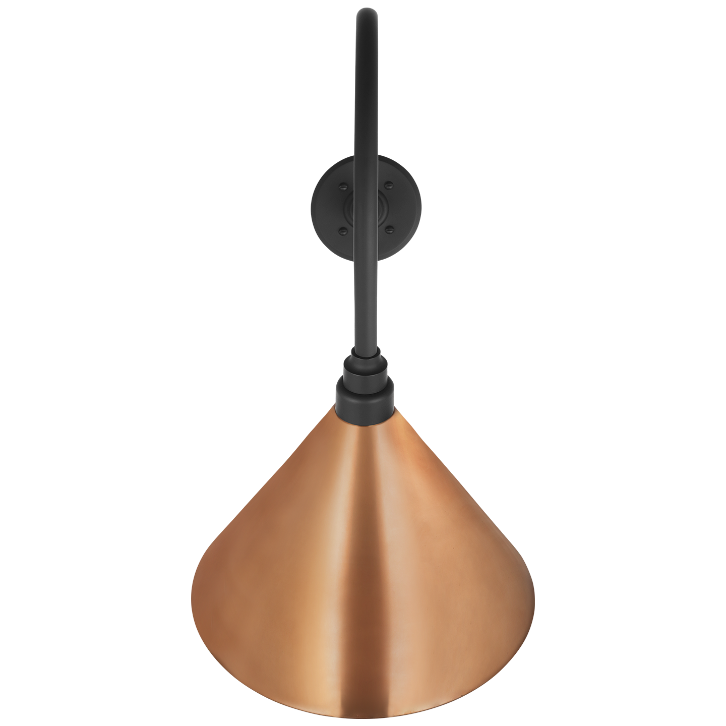 Academy 26" Angled Flynn Barn Light | Matte Black | 12.5 | 12.5" Soft Copper Conical Savannah Shade