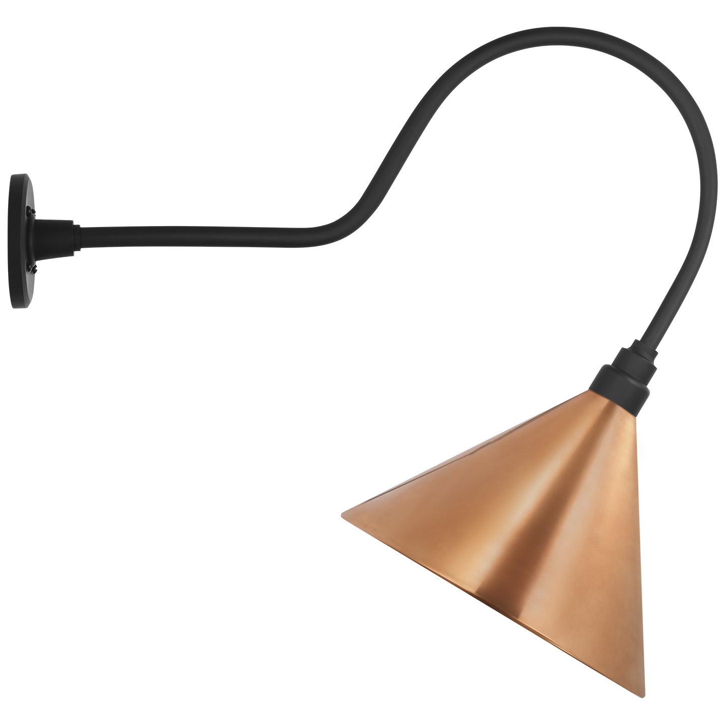 Academy 26" Angled Flynn Barn Light | Matte Black | 12.5 | 12.5" Soft Copper Conical Savannah Shade