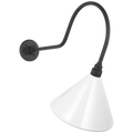 Academy 26" Angled Flynn Barn Light | Matte Black | 12.5 | 12.5" White Conical Savannah Shade