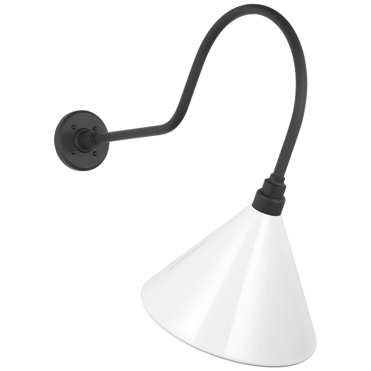 Academy 26" Angled Flynn Barn Light | Matte Black | 12.5 | 12.5" White Conical Savannah Shade